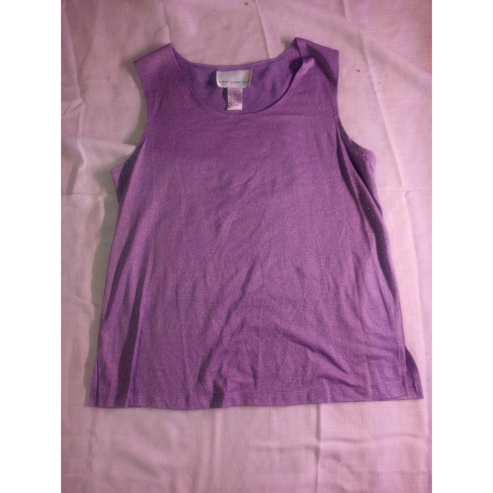 Susan Graver Style Sleeveless‎ Tank Blouse Purple Metallic Small